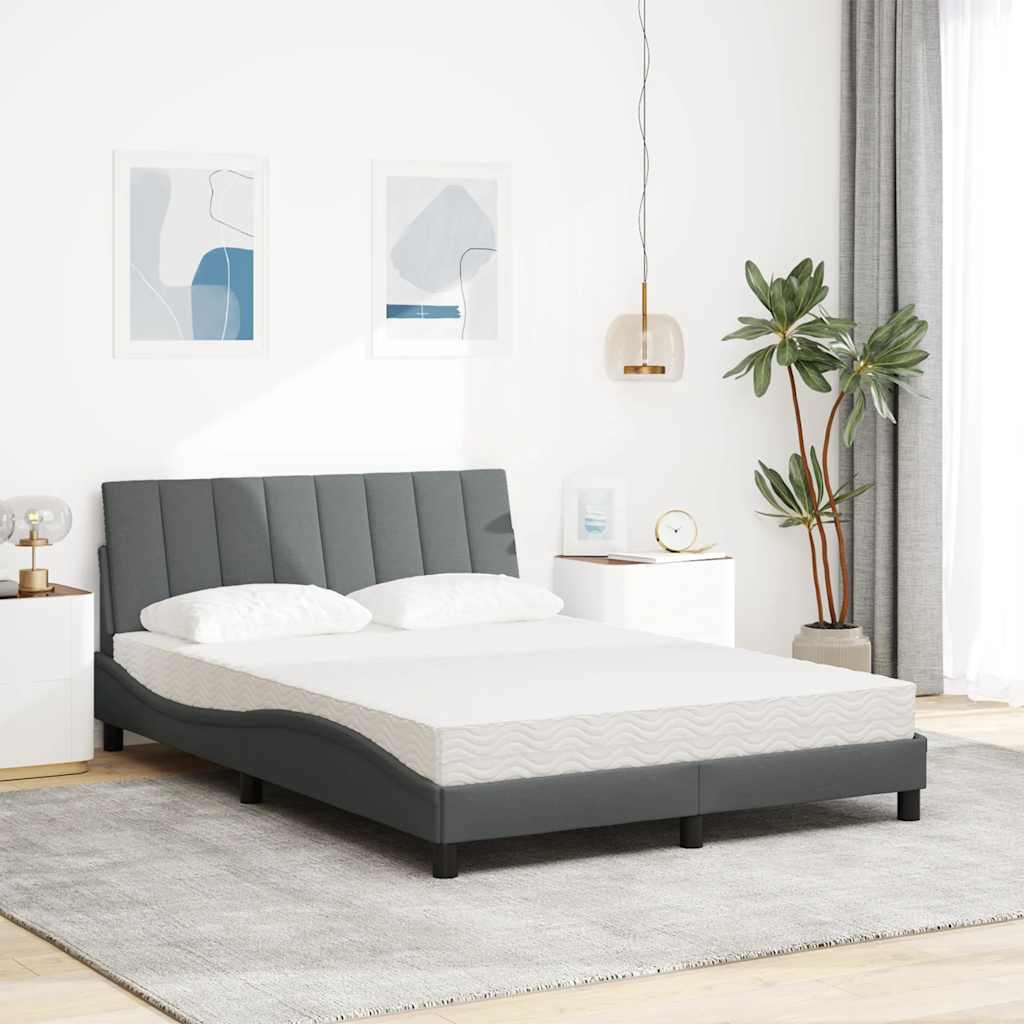 vidaXL Κρεβάτι με Στρώμα Hanko Σκούρο Γκρι 120x200 εκ. Υφασμάτινο