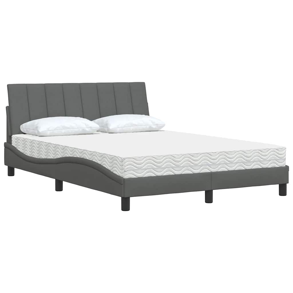 vidaXL Κρεβάτι με Στρώμα Hanko Σκούρο Γκρι 120x200 εκ. Υφασμάτινο