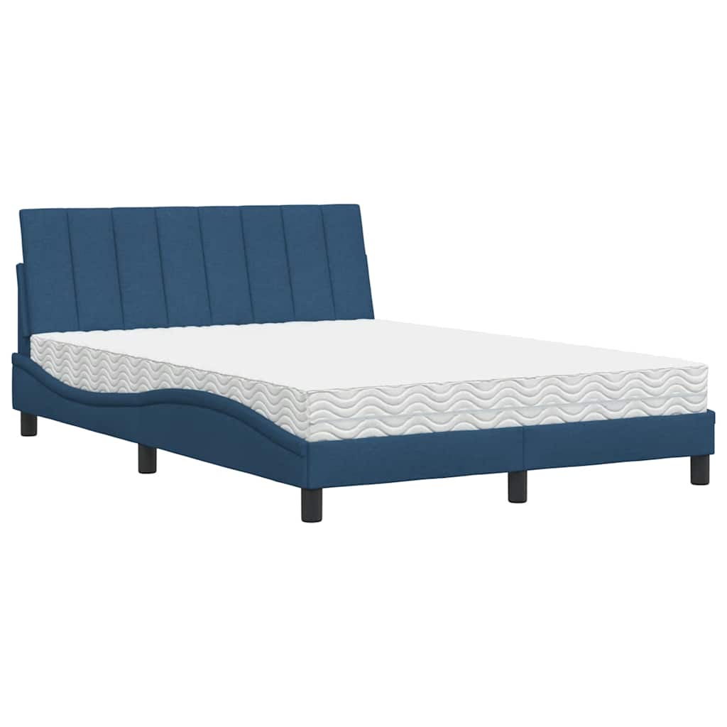 vidaXL Κρεβάτι με Στρώμα Hanko Μπλε 120x200 εκ. Υφασμάτινο