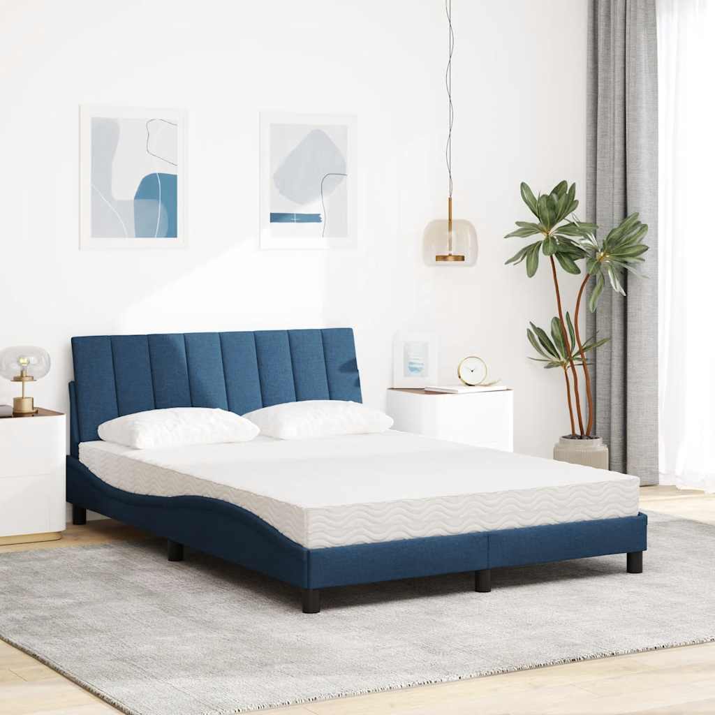 vidaXL Κρεβάτι με Στρώμα Hanko Μπλε 120x200 εκ. Υφασμάτινο