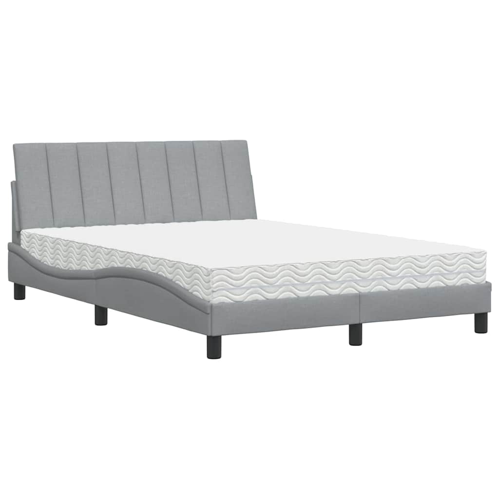 vidaXL Κρεβάτι με Στρώμα Hanko Ανοιχτό Γκρι 140x190 εκ. Υφασμάτινο