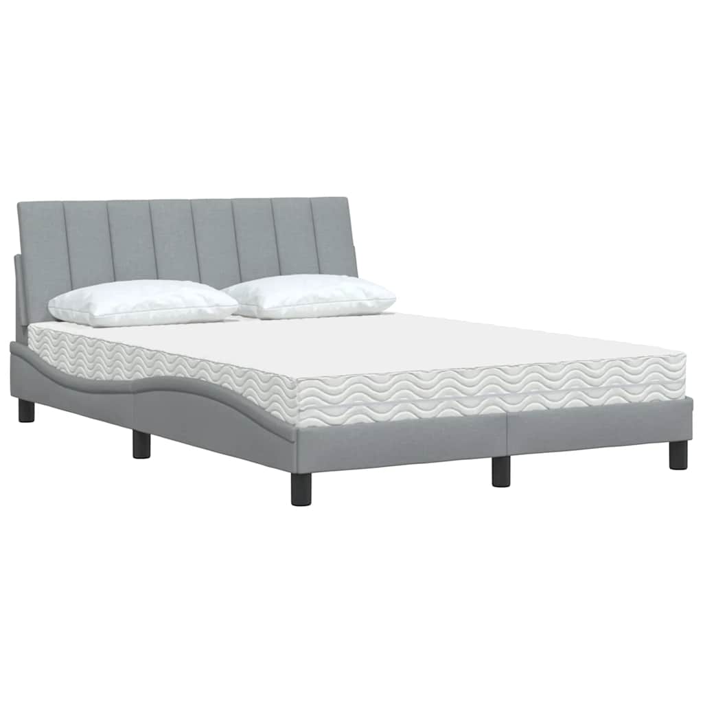 vidaXL Κρεβάτι με Στρώμα Hanko Ανοιχτό Γκρι 140x190 εκ. Υφασμάτινο