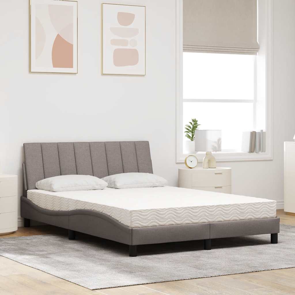 vidaXL Κρεβάτι με Στρώμα Hanko Taupe 140x190 εκ. Υφασμάτινο