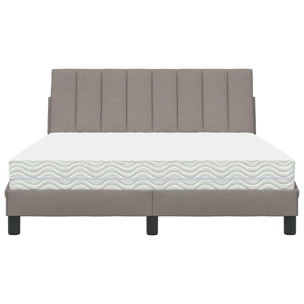 vidaXL Κρεβάτι με Στρώμα Hanko Taupe 140x190 εκ. Υφασμάτινο