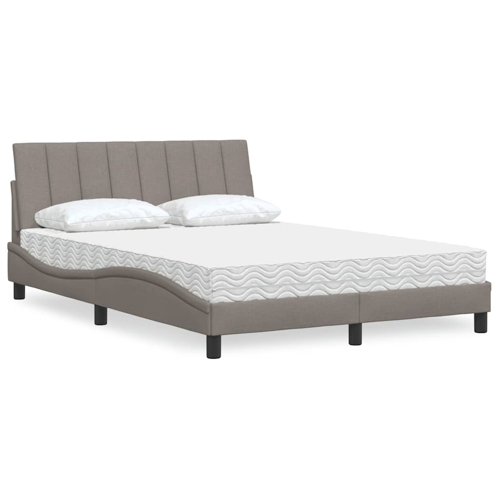 vidaXL Κρεβάτι με Στρώμα Hanko Taupe 140x190 εκ. Υφασμάτινο