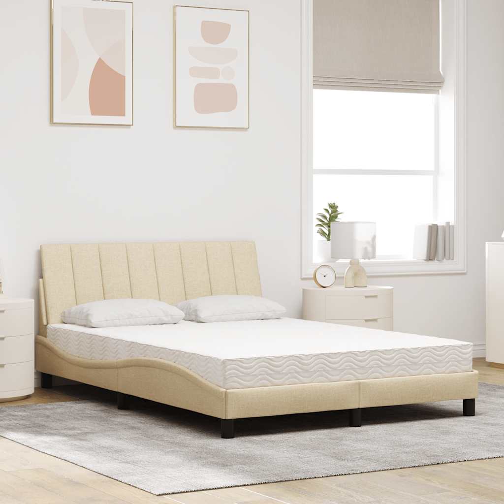 vidaXL Κρεβάτι με Στρώμα Hanko Κρεμ 140x190 εκ. Υφασμάτινο