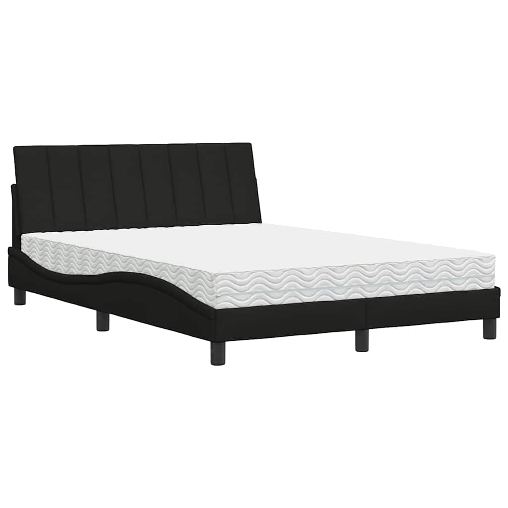 vidaXL Κρεβάτι με Στρώμα Μαύρο 140x200 εκ. Υφασμάτινο