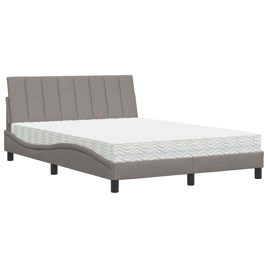 vidaXL Κρεβάτι με Στρώμα Hanko Taupe 140x200 εκ. Υφασμάτινο