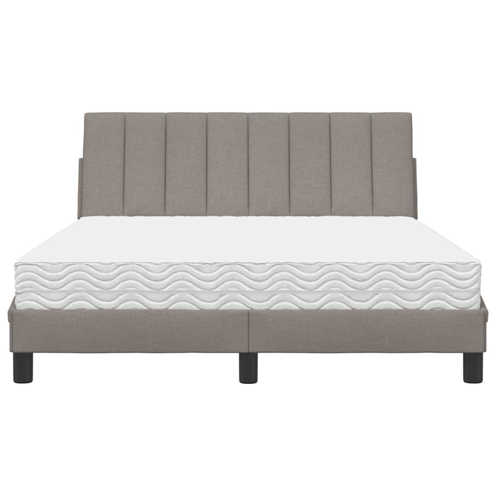 vidaXL Κρεβάτι με Στρώμα Hanko Taupe 140x200 εκ. Υφασμάτινο