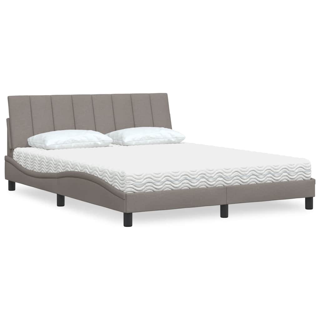 vidaXL Κρεβάτι με Στρώμα Hanko Taupe 160x200 εκ. Υφασμάτινο