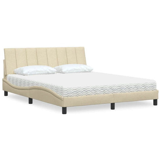 vidaXL Κρεβάτι με Στρώμα Hanko Κρεμ 160x200 εκ. Υφασμάτινο