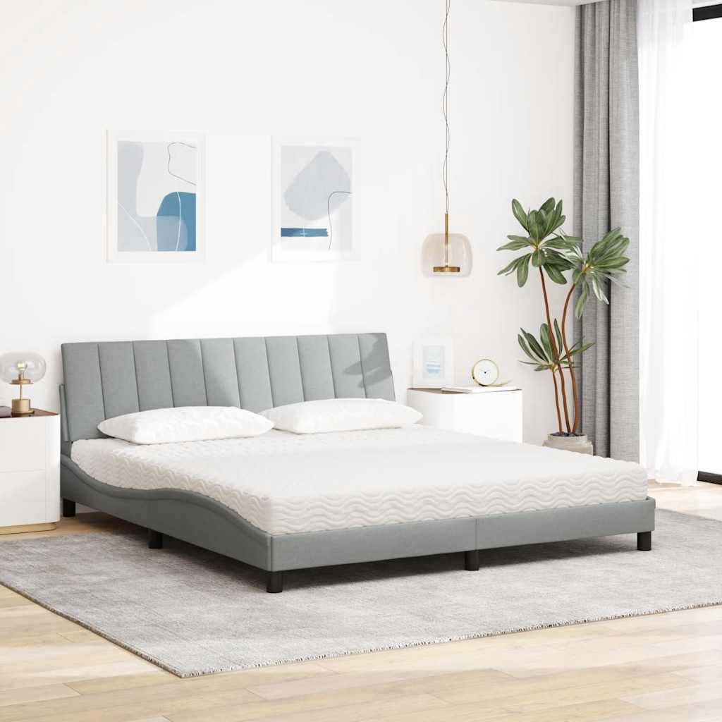 vidaXL Κρεβάτι με Στρώμα Hanko Ανοιχτό Γκρι 180x200 εκ. Υφασμάτινο