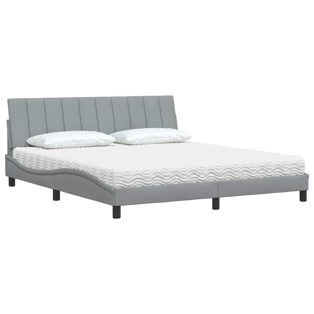 vidaXL Κρεβάτι με Στρώμα Hanko Ανοιχτό Γκρι 180x200 εκ. Υφασμάτινο