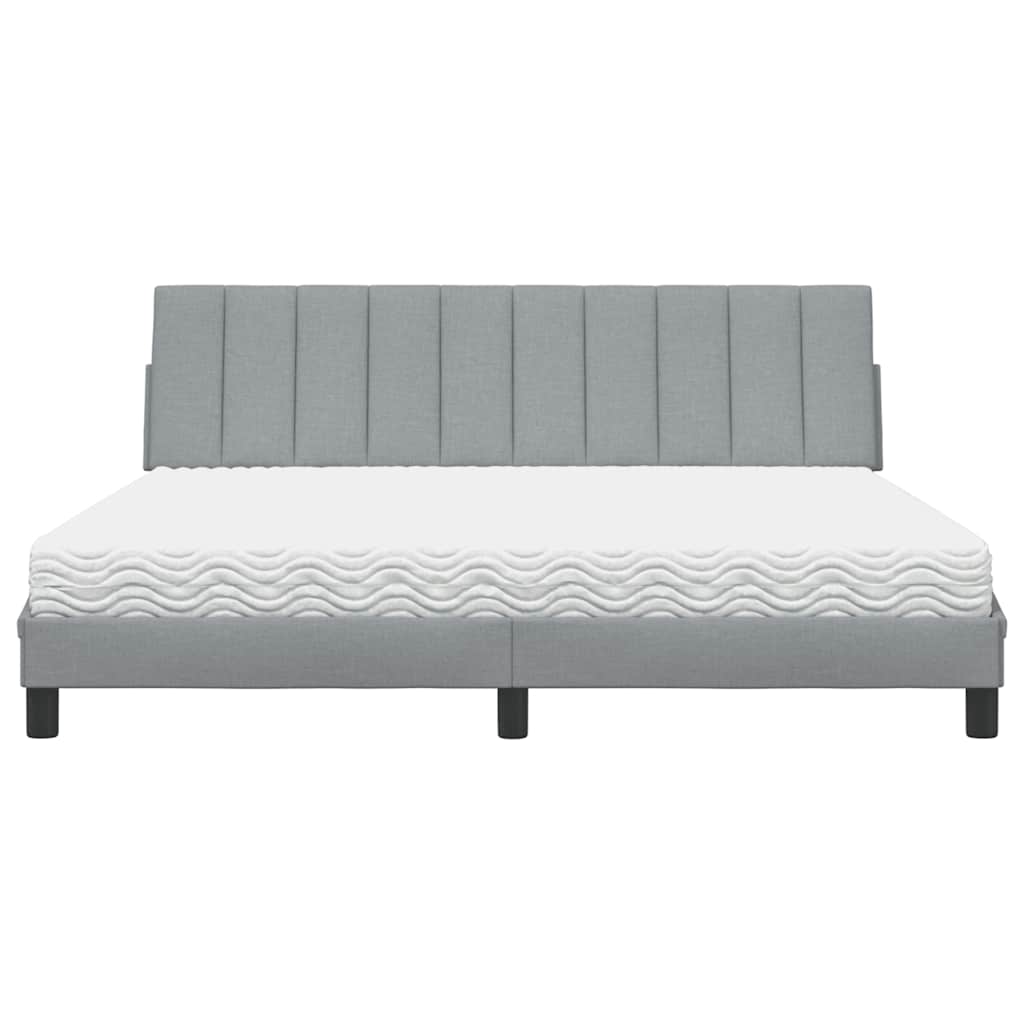 vidaXL Κρεβάτι με Στρώμα Hanko Ανοιχτό Γκρι 180x200 εκ. Υφασμάτινο