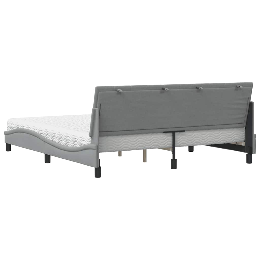 vidaXL Κρεβάτι με Στρώμα Hanko Ανοιχτό Γκρι 180x200 εκ. Υφασμάτινο