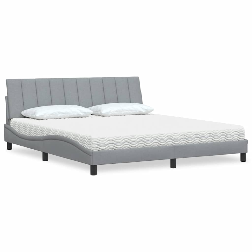 vidaXL Κρεβάτι με Στρώμα Hanko Ανοιχτό Γκρι 180x200 εκ. Υφασμάτινο