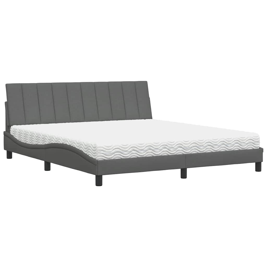 vidaXL Κρεβάτι Σκούρο Γκρι 180x200 εκ Υφασμάτιν