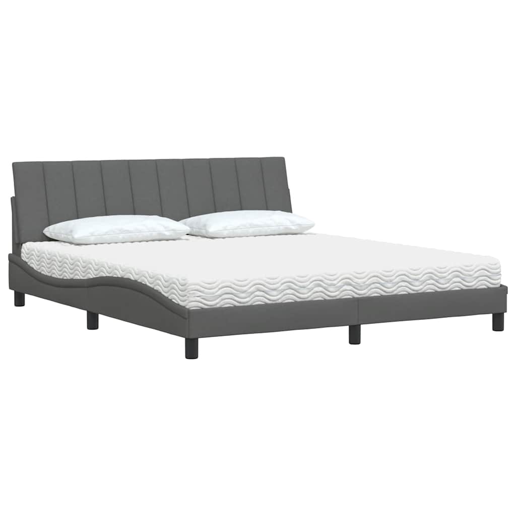 vidaXL Κρεβάτι Σκούρο Γκρι 180x200 εκ Υφασμάτιν