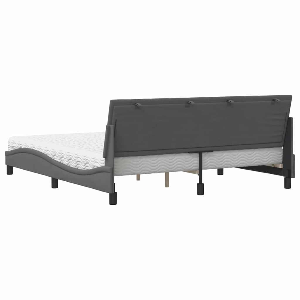 vidaXL Κρεβάτι Σκούρο Γκρι 180x200 εκ Υφασμάτιν