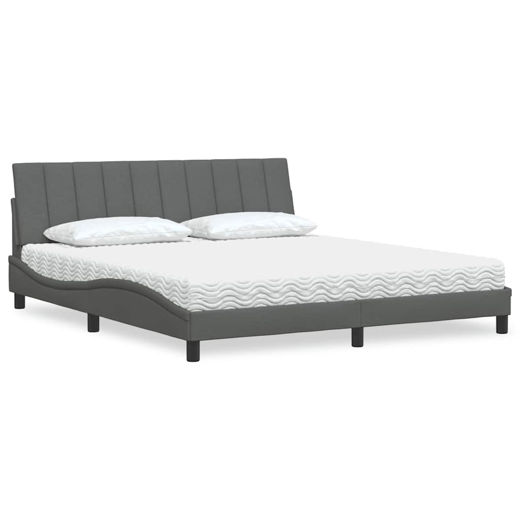 vidaXL Κρεβάτι Σκούρο Γκρι 180x200 εκ Υφασμάτιν