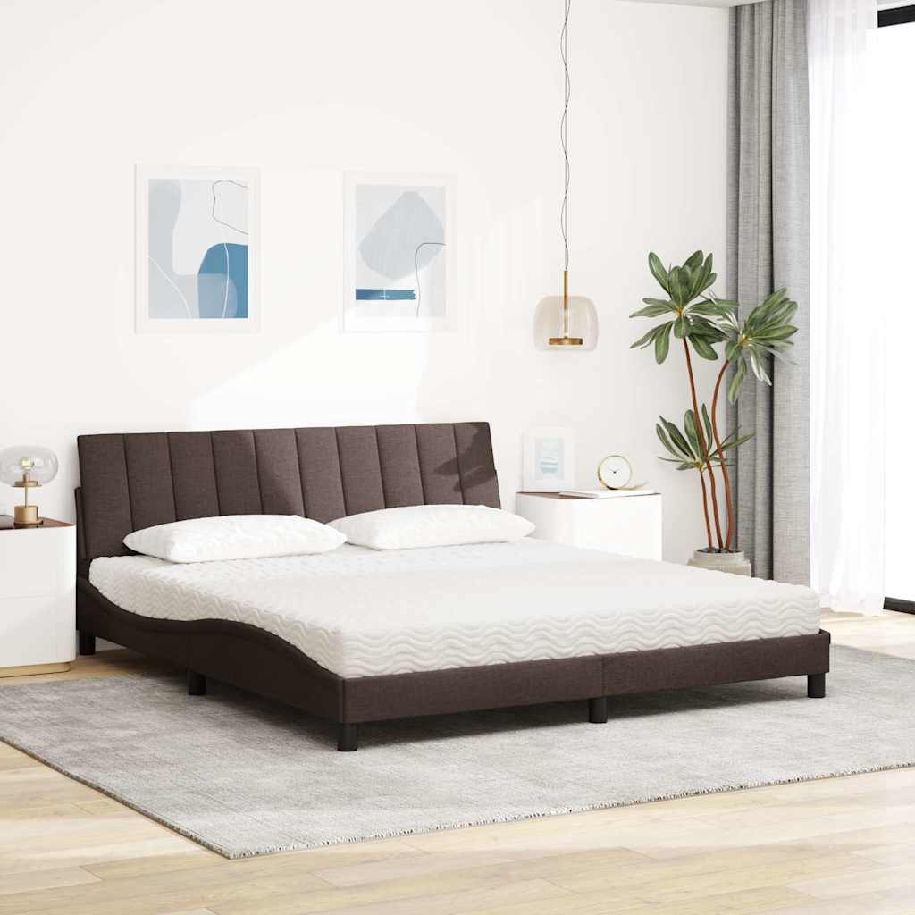 vidaXL Κρεβάτι με Στρώμα Hanko Σκούρο Καφέ 180x200 εκ Υφασμάτινο