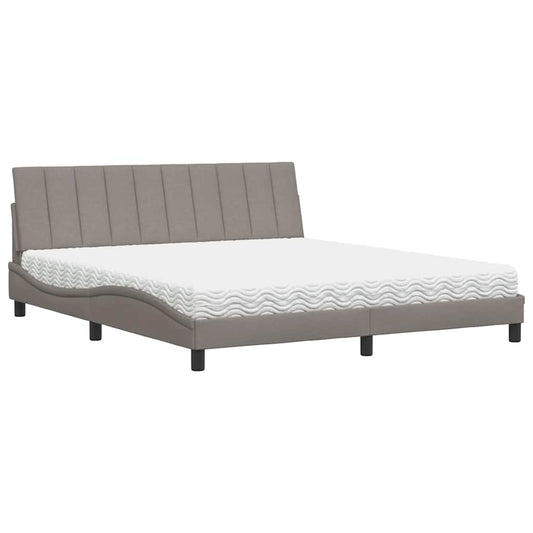 vidaXL Κρεβάτι με Στρώμα Hanko Taupe 180x200 εκ. Υφασμάτινο