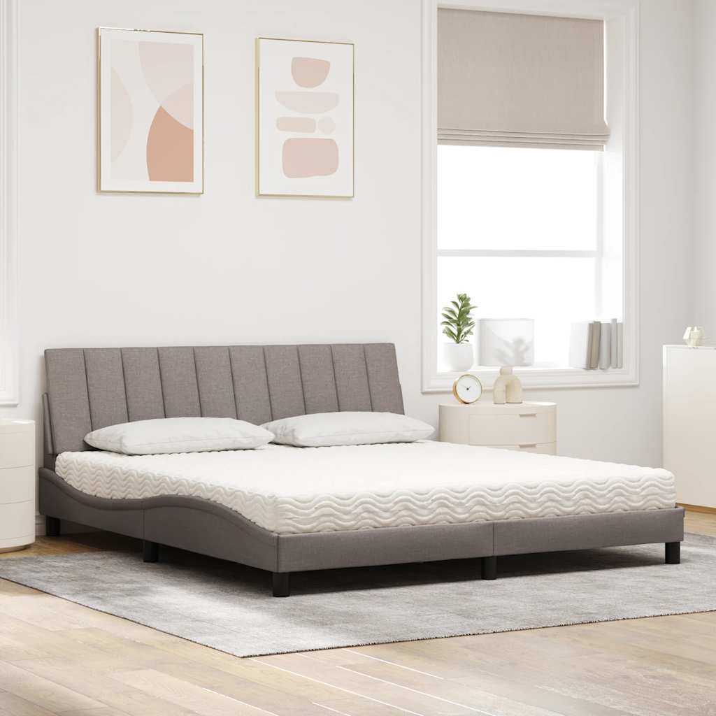 vidaXL Κρεβάτι με Στρώμα Hanko Taupe 180x200 εκ. Υφασμάτινο