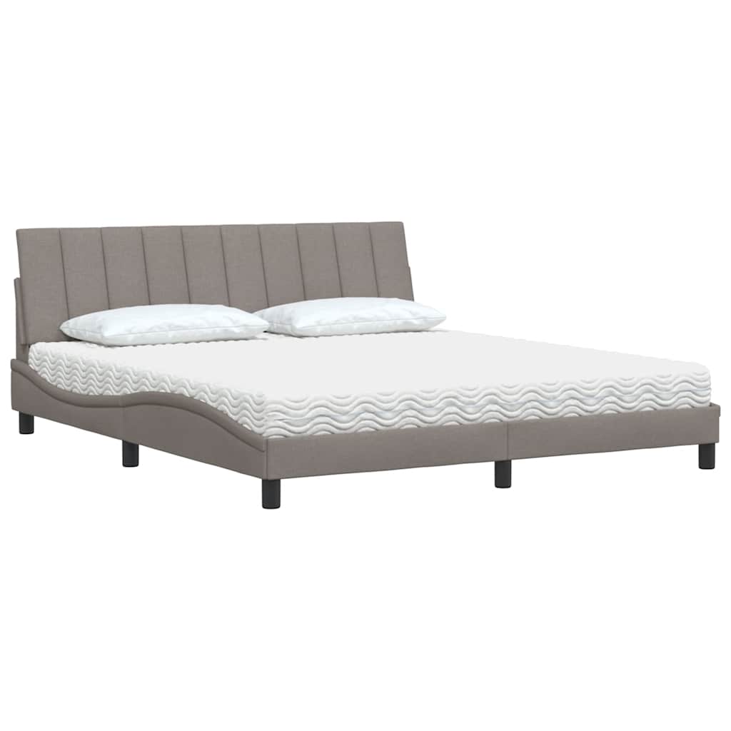 vidaXL Κρεβάτι με Στρώμα Hanko Taupe 180x200 εκ. Υφασμάτινο