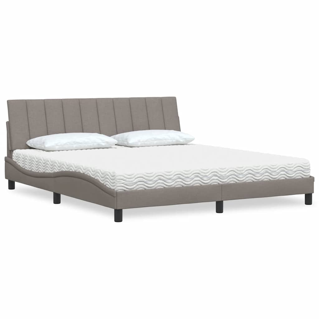vidaXL Κρεβάτι με Στρώμα Hanko Taupe 180x200 εκ. Υφασμάτινο