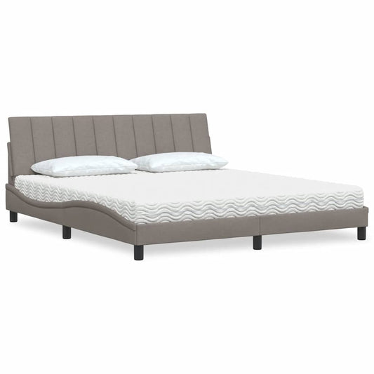 vidaXL Κρεβάτι με Στρώμα Hanko Taupe 180x200 εκ. Υφασμάτινο