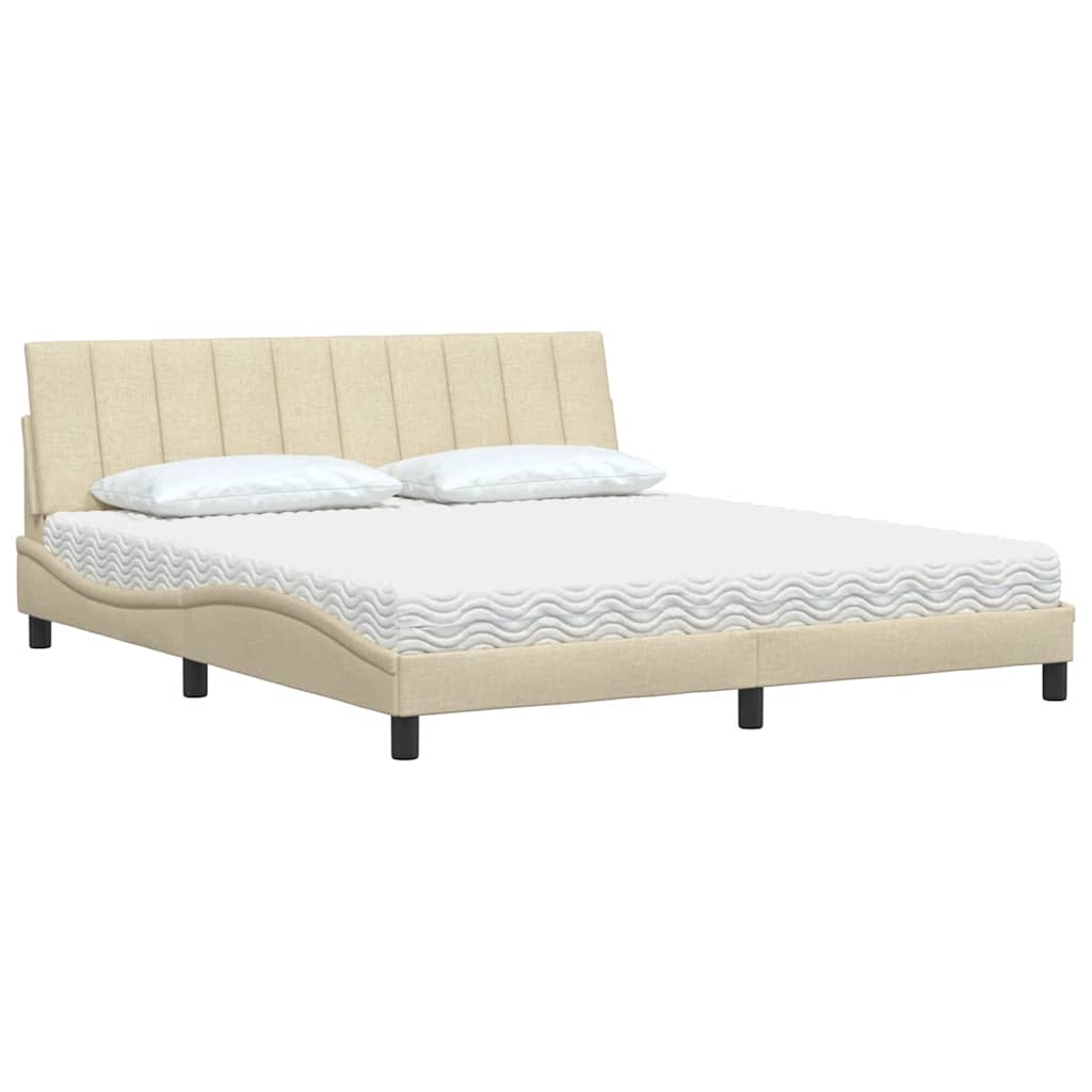 vidaXL Κρεβάτι με Στρώμα Hanko Κρεμ 180x200 εκ. Υφασμάτινο