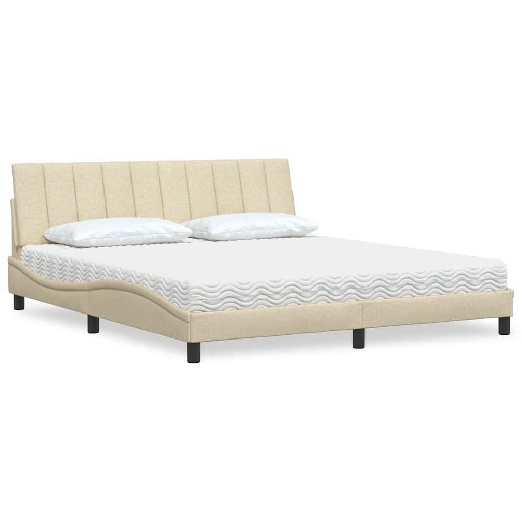 vidaXL Κρεβάτι με Στρώμα Hanko Κρεμ 180x200 εκ. Υφασμάτινο