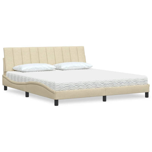 vidaXL Κρεβάτι με Στρώμα Hanko Κρεμ 180x200 εκ. Υφασμάτινο