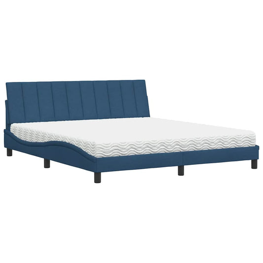 vidaXL Κρεβάτι με Στρώμα Hanko Μπλε 180x200 εκ. Υφασμάτινο