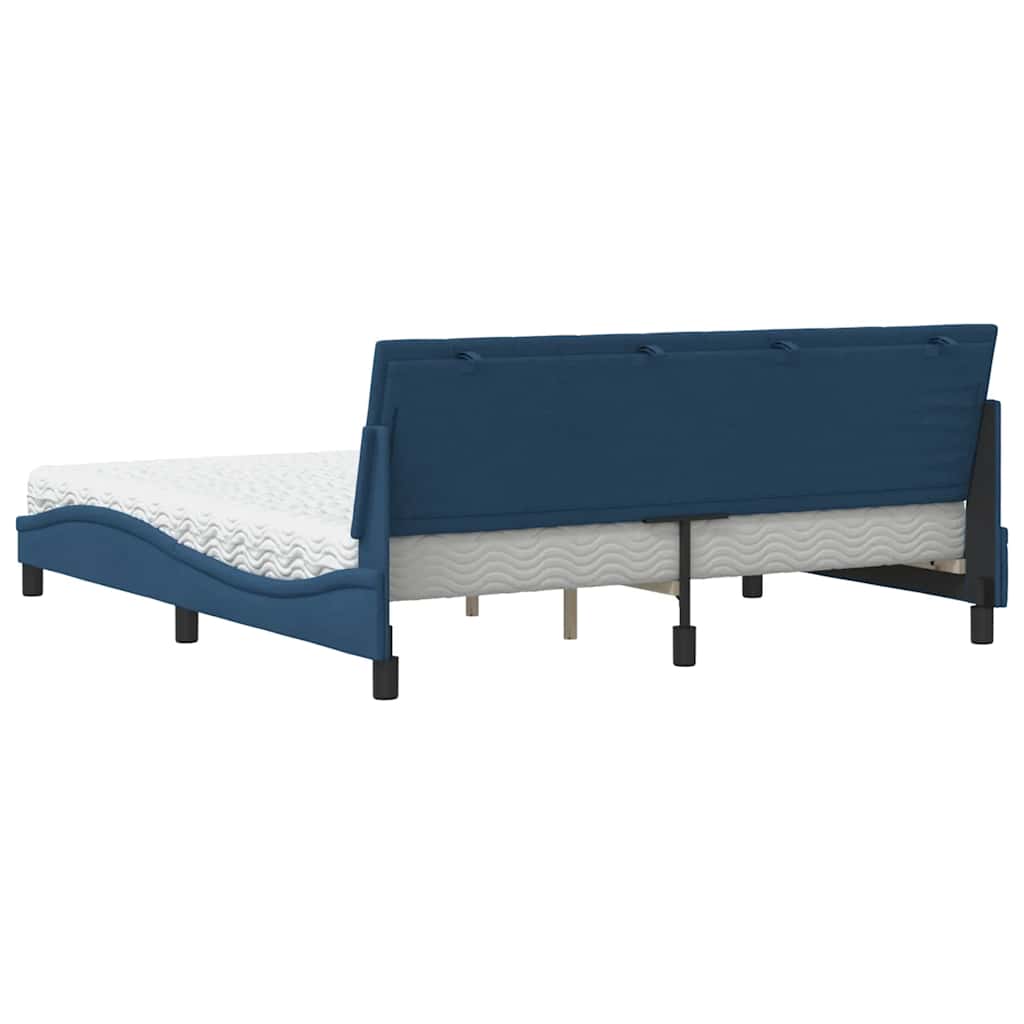 vidaXL Κρεβάτι με Στρώμα Hanko Μπλε 180x200 εκ. Υφασμάτινο