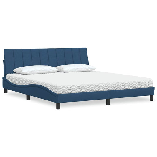 vidaXL Κρεβάτι με Στρώμα Hanko Μπλε 180x200 εκ. Υφασμάτινο