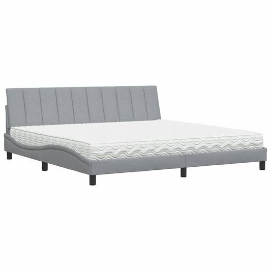 vidaXL Κρεβάτι με Στρώμα Hanko Ανοιχτό Γκρι 200x200 εκ. Υφασμάτινο