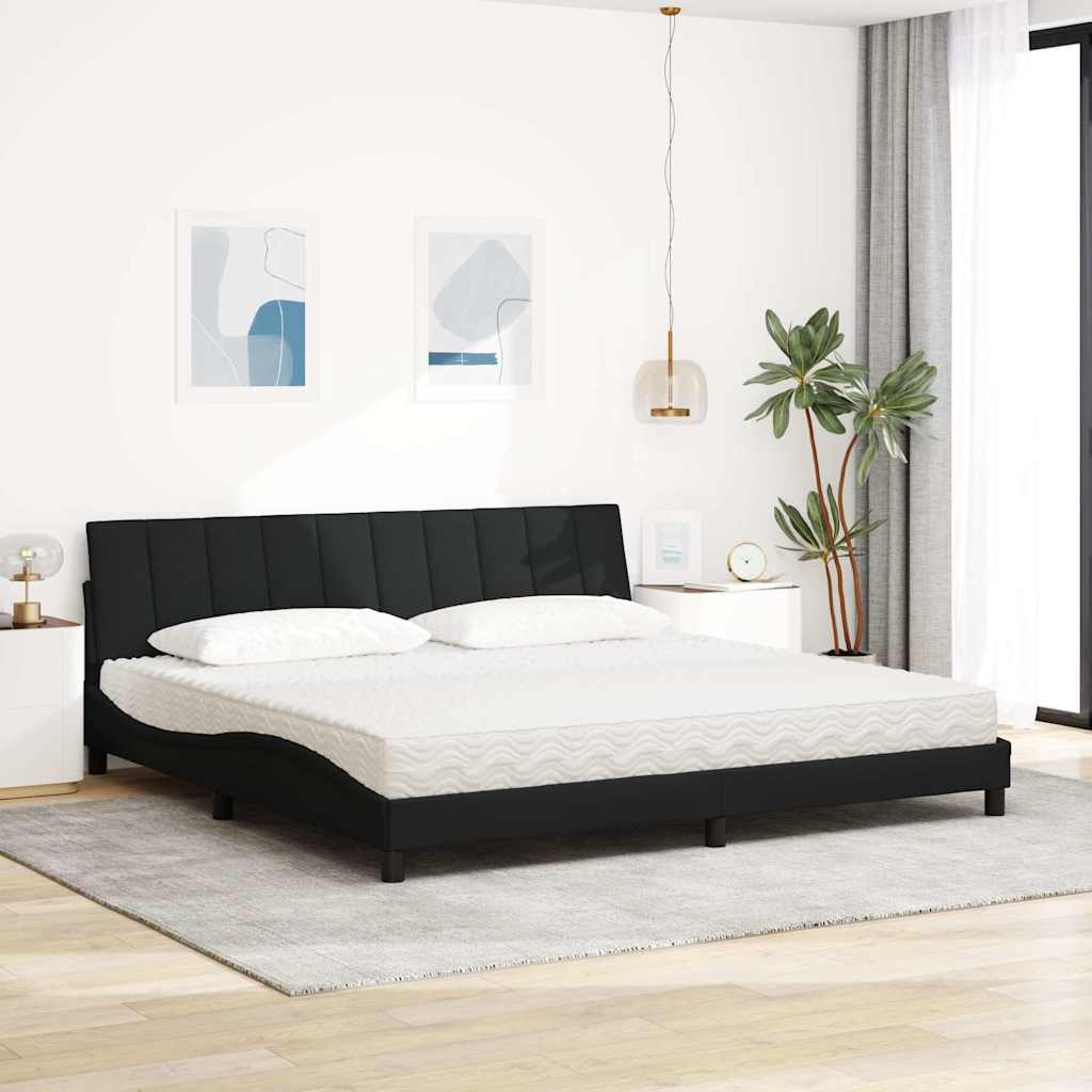 vidaXL Κρεβάτι με Στρώμα Hanko Μαύρο 200x200 εκ. Υφασμάτινο