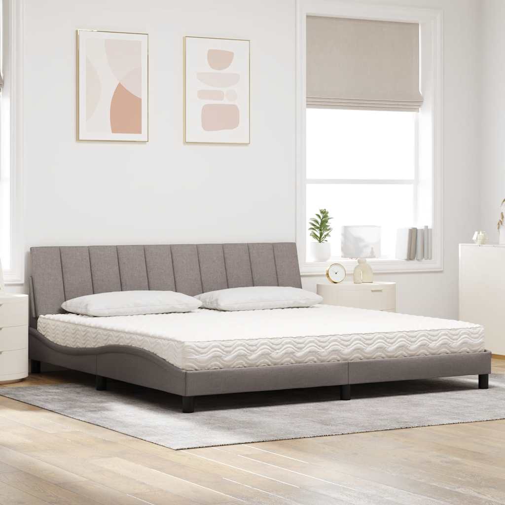 vidaXL Κρεβάτι με Στρώμα Hanko Taupe 200x200 εκ. Υφασμάτινο