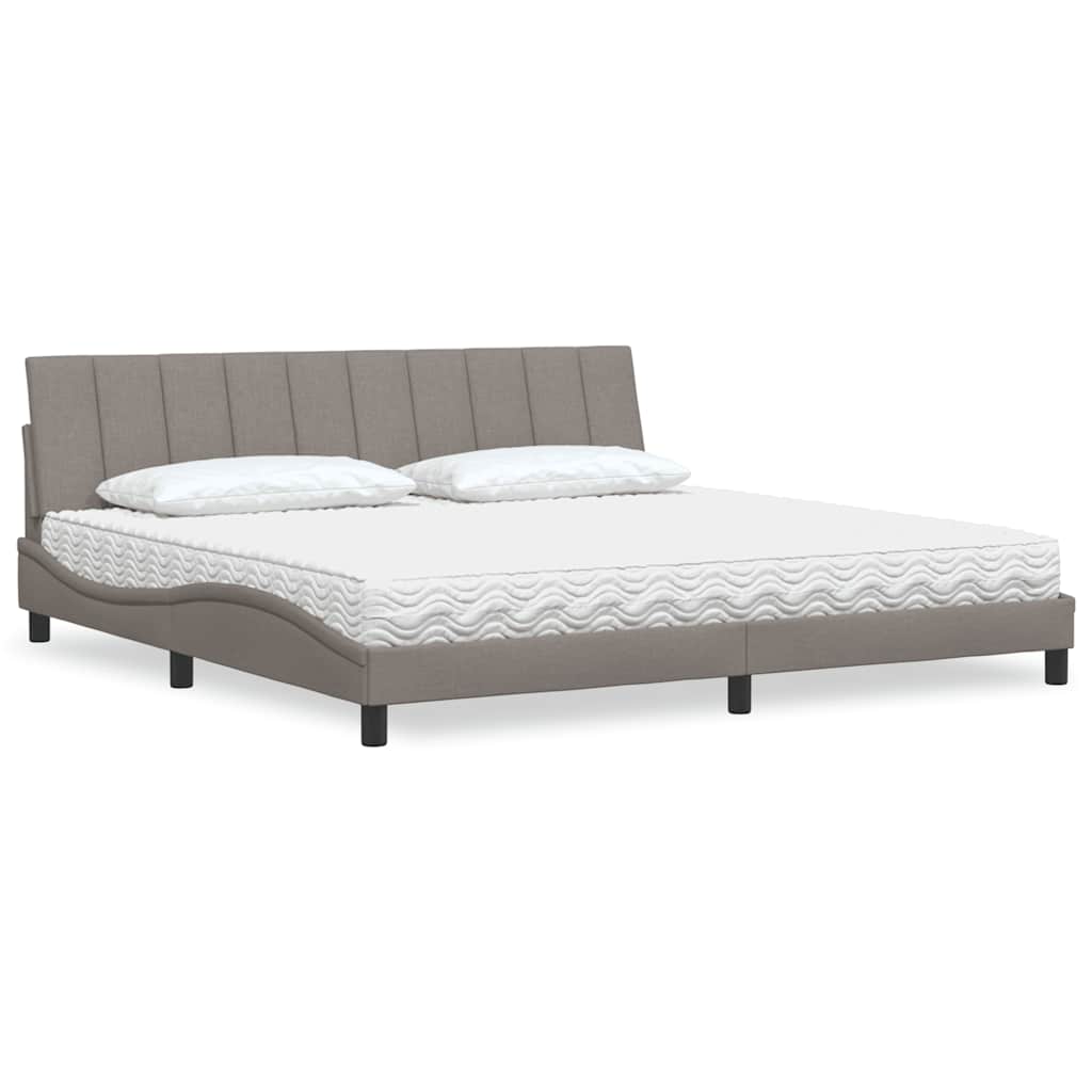 vidaXL Κρεβάτι με Στρώμα Hanko Taupe 200x200 εκ. Υφασμάτινο