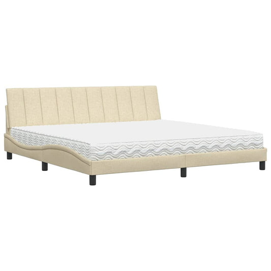 vidaXL Κρεβάτι με Στρώμα Hanko Κρεμ 200x200 εκ. Υφασμάτινο