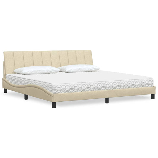 vidaXL Κρεβάτι με Στρώμα Hanko Κρεμ 200x200 εκ. Υφασμάτινο