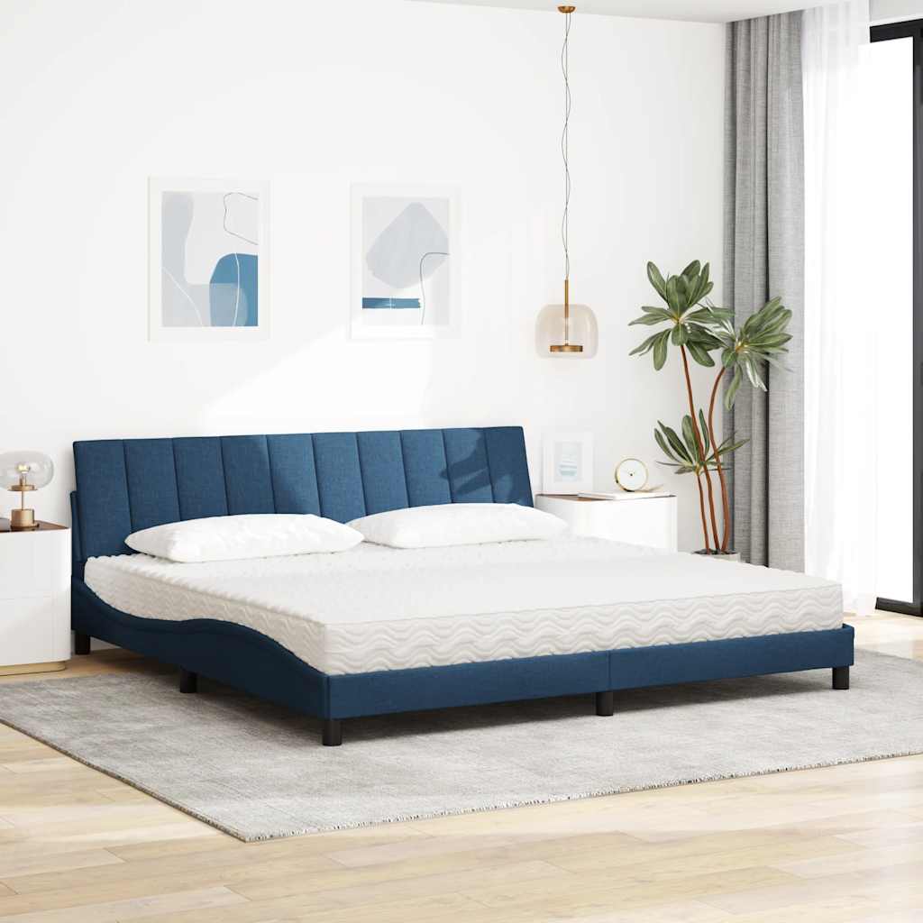 vidaXL Κρεβάτι με Στρώμα Hanko Μπλε 200x200 εκ. Υφασμάτινο