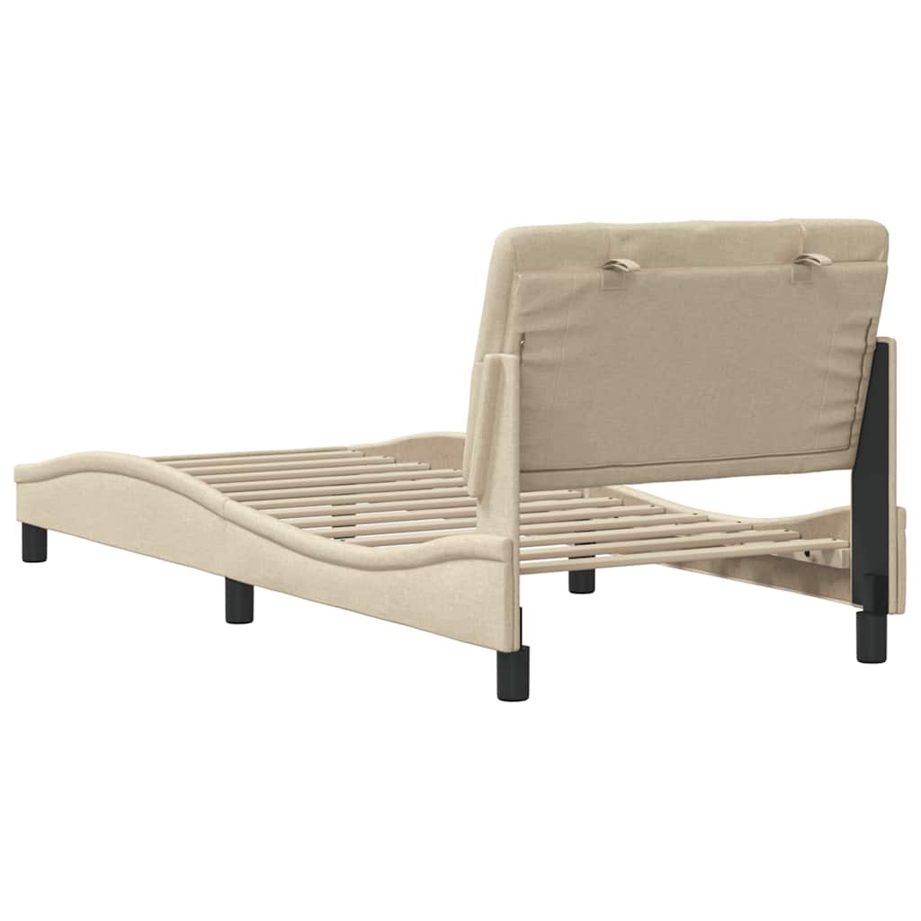 vidaXL Πλαίσιο κρεβατιού χωρίς στρώμα Κρέμα 80x200 cm Ύφασμα