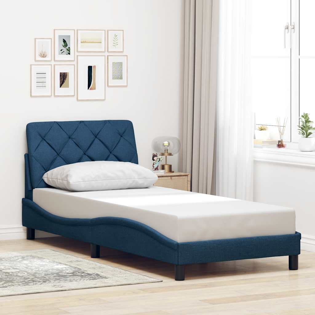 vidaXL Σκελετός Κρεβατιού Χωρίς Στρώμα Μπλε 90x190 εκ. Υφασμάτινο