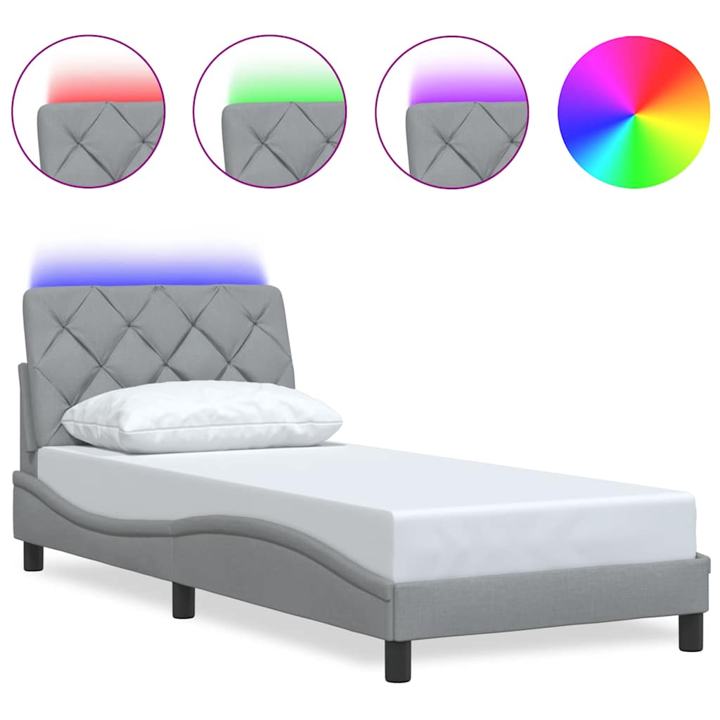 vidaXL Σκελετός Κρεβατιού με LED Χωρίς Στρώμα Αν. Γκρι 80x200 εκ.