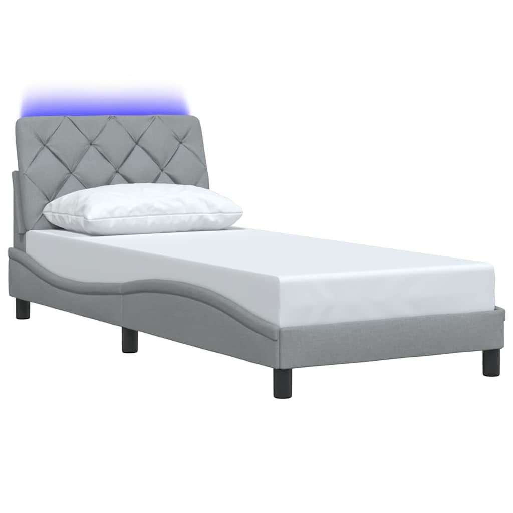 vidaXL Σκελετός Κρεβατιού με LED Χωρίς Στρώμα Αν. Γκρι 90x190 εκ.