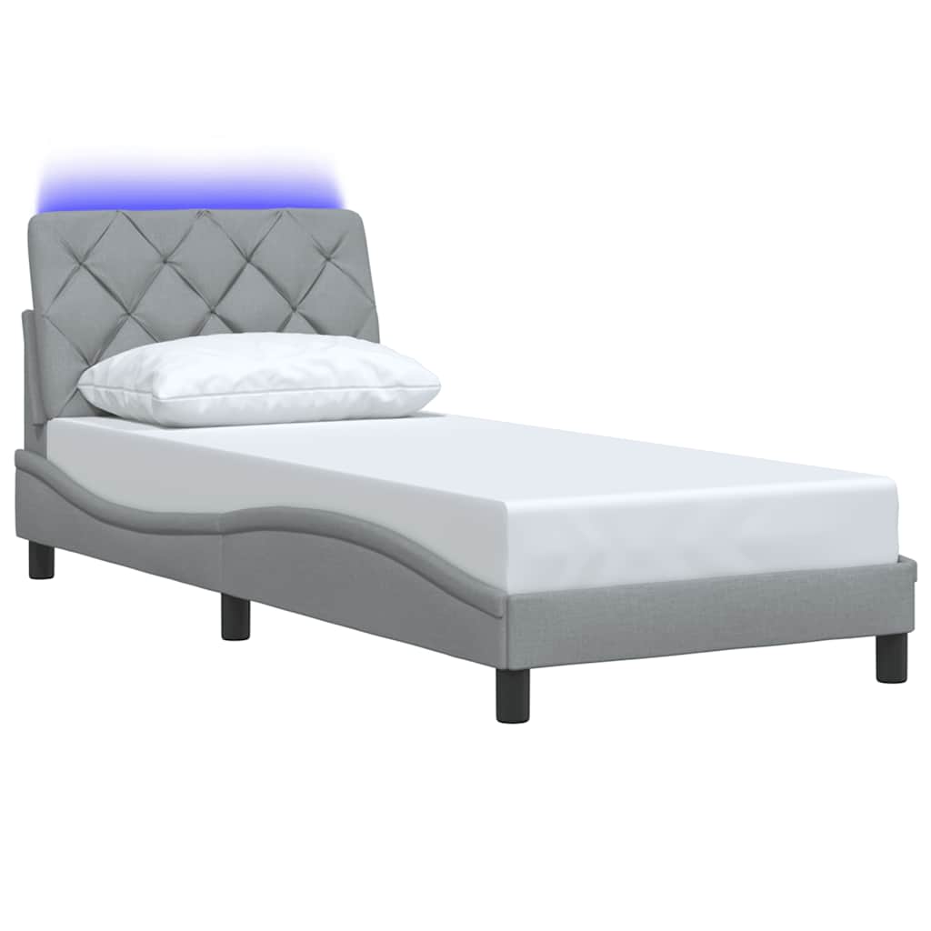 vidaXL Σκελετός Κρεβατιού με LED Χωρίς Στρώμα Αν. Γκρι 90x200 εκ.
