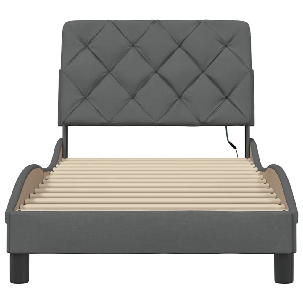 vidaXL Σκελετός Κρεβατιού με LED Χωρίς Στρώμα Σκ. Γκρι 90x200 εκ.