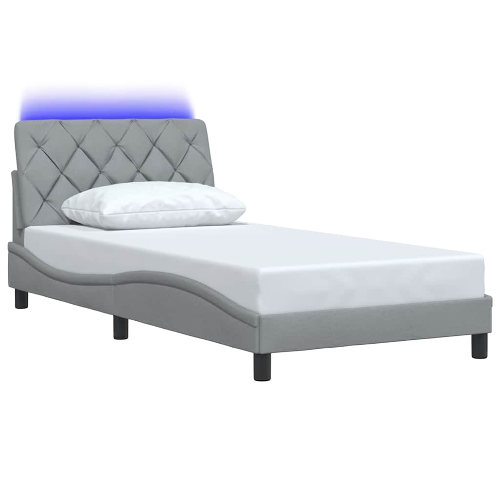 vidaXL Σκελετός Κρεβατιού με LED Χωρίς Στρώμα Αν. Γκρι 100x200 εκ.